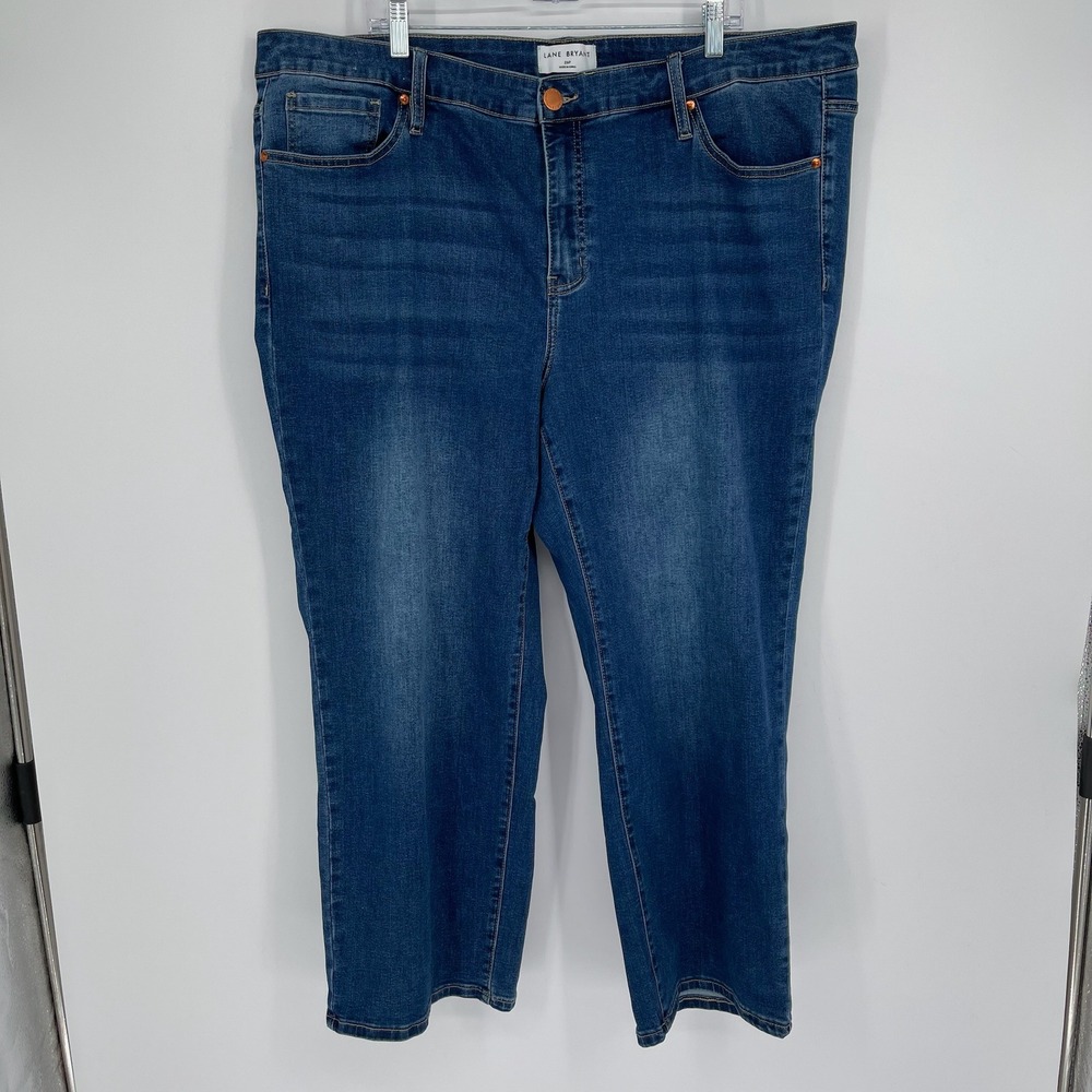 Lane Bryant Women's Blue Straight Leg Stretch Denim Jeans Size 26P‎